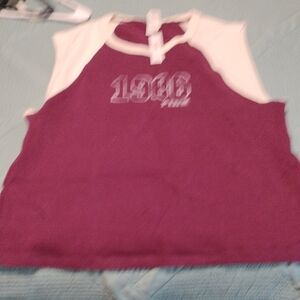PINK Victoria's Secret Purple and White Raglan Tank